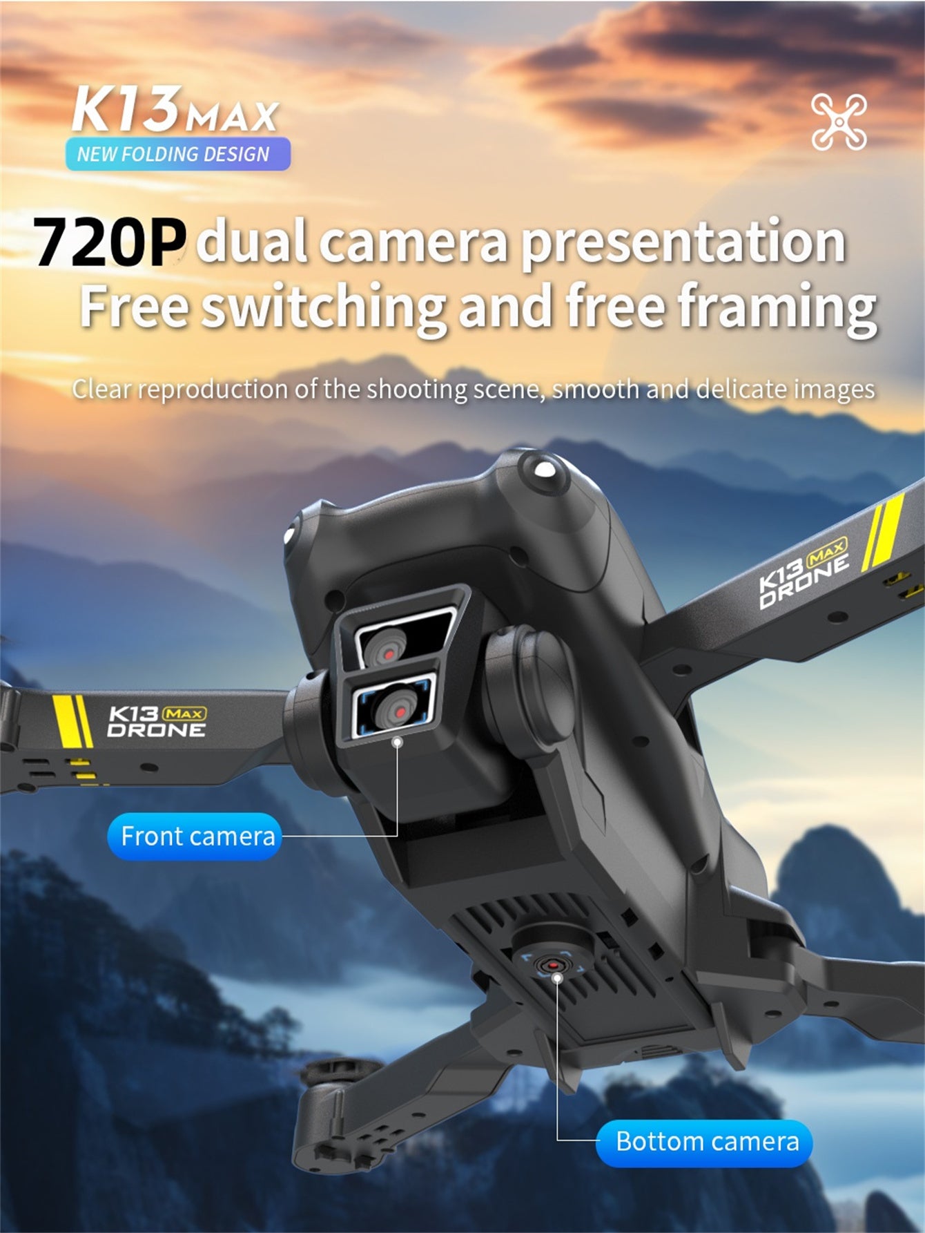 K13 Smart Pet Photography Drone with 2 Batteries - Beginner Friendly