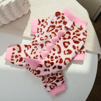 Dino Roar Fleece - Leopard Print Dog Hoodie