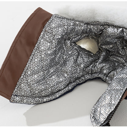 Retro Rebel Jacket - Denim Pet Coat with Fur