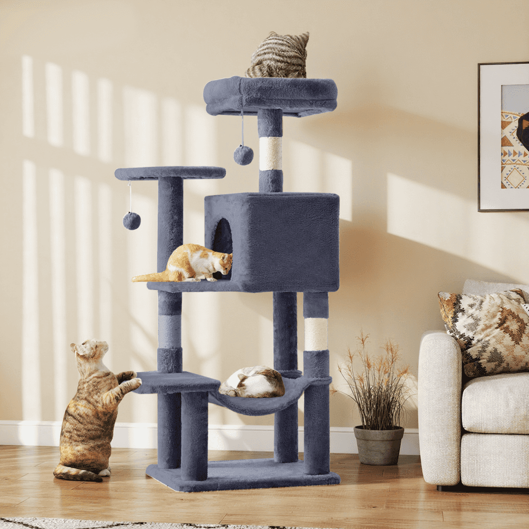 44-Inch Cat Tree - Multi-Level with Hammock & Sisal Posts - Purrfect Pet Haven