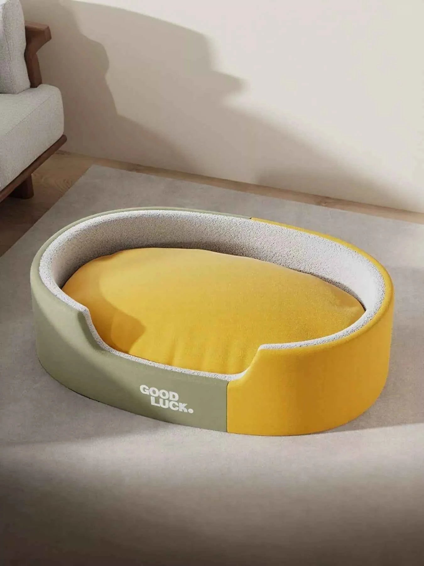 Thickened Oval Two-Tone Plush Pet Nest