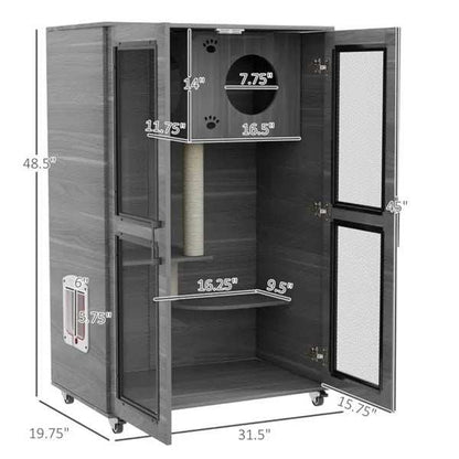 Ultimate Cat Tree Villa Apartment with Wheels - Premium Mobile Cat Furniture