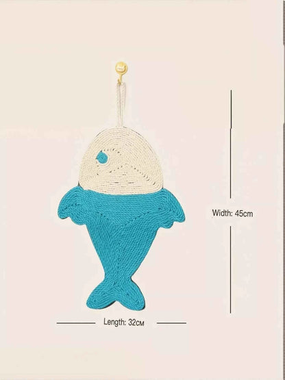 Cute Animal Design Hanging Cat Scratching Post with Dangling Balls