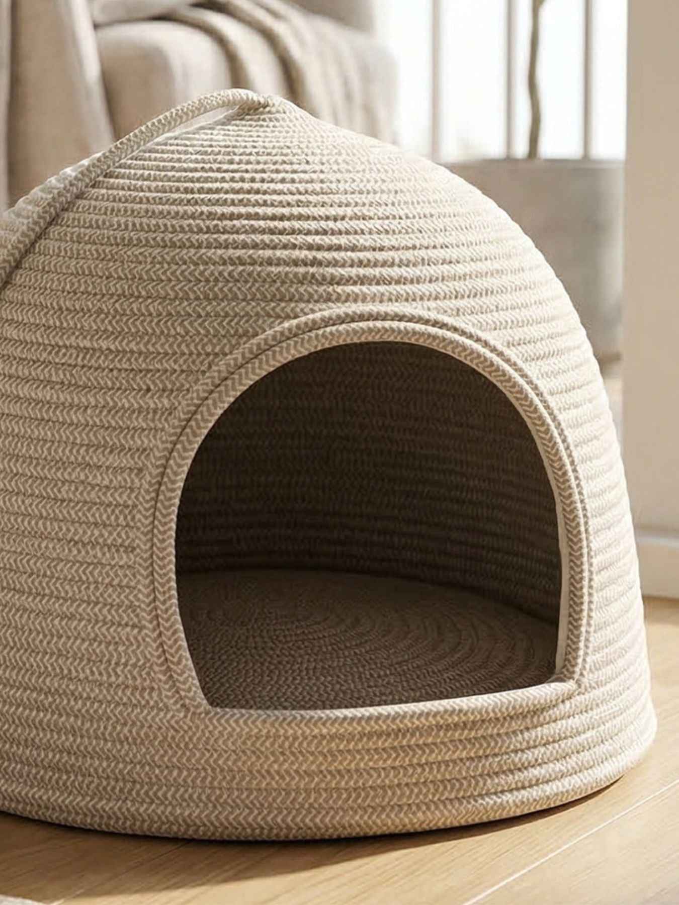Cat Rope Dome Nest - Semi-Enclosed Cotton Woven Bed