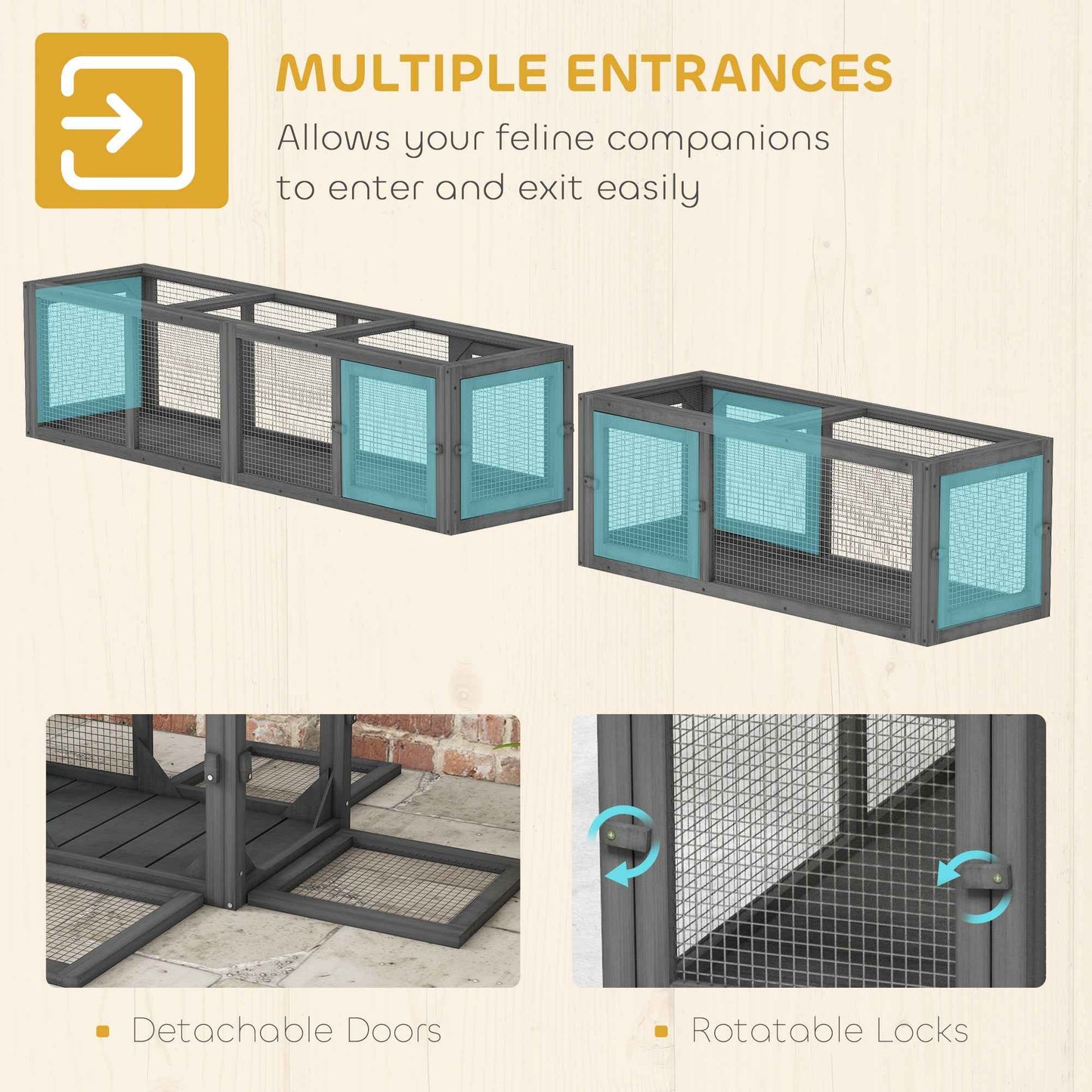 Wooden Cat Tunnel - Outdoor Combinable Design