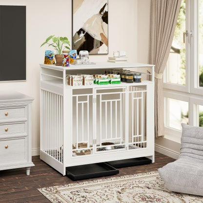 Large 43.3 Inch Wooden Dog Kennel Furniture with Divider