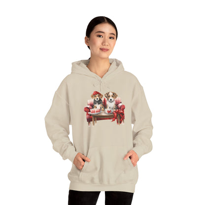 Christmas Puppies Hoodie - Festive Dogs on Sofa Holiday Sweatshirt
