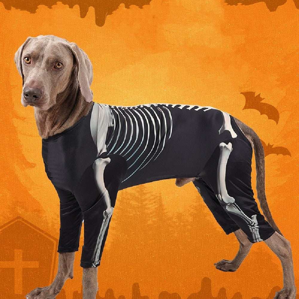 Spooky Skull Dog Halloween Outfit - Gothic Pet Dress Up Costume