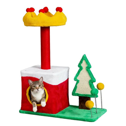 Holiday Crown Tree - Christmas Cat Tower with Condo