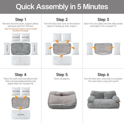 Washable Pet Bed - Fluffy Couch Small-Medium