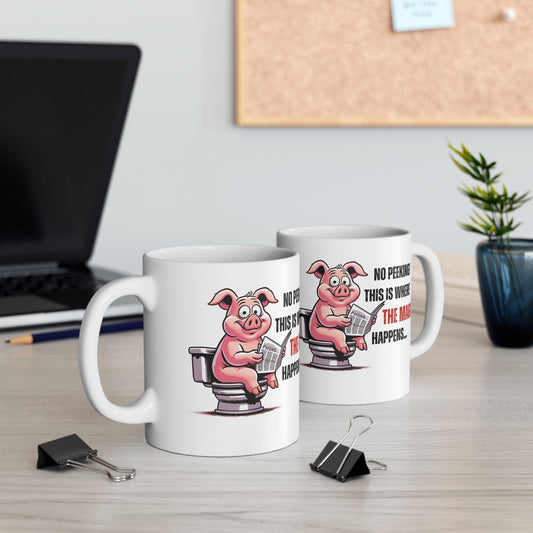 Funny Ceramic Mug - 'No Peeking!' Pig Design - Perfect Gift for Friends or Family | Purrfect Pet Haven