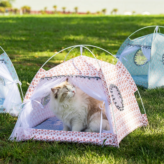Portable Cat Tent Nest with Summer Bug Screen
