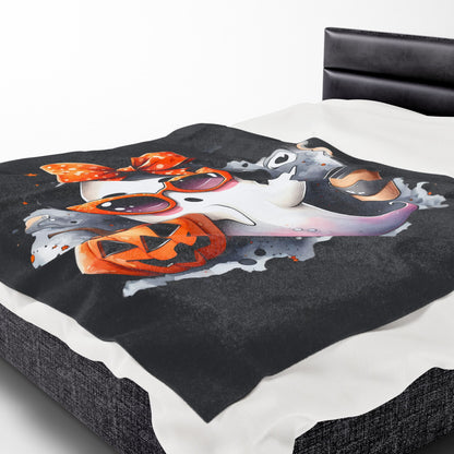 Halloween Ghost Velvet Plush Blanket - Luxury Fall Throw