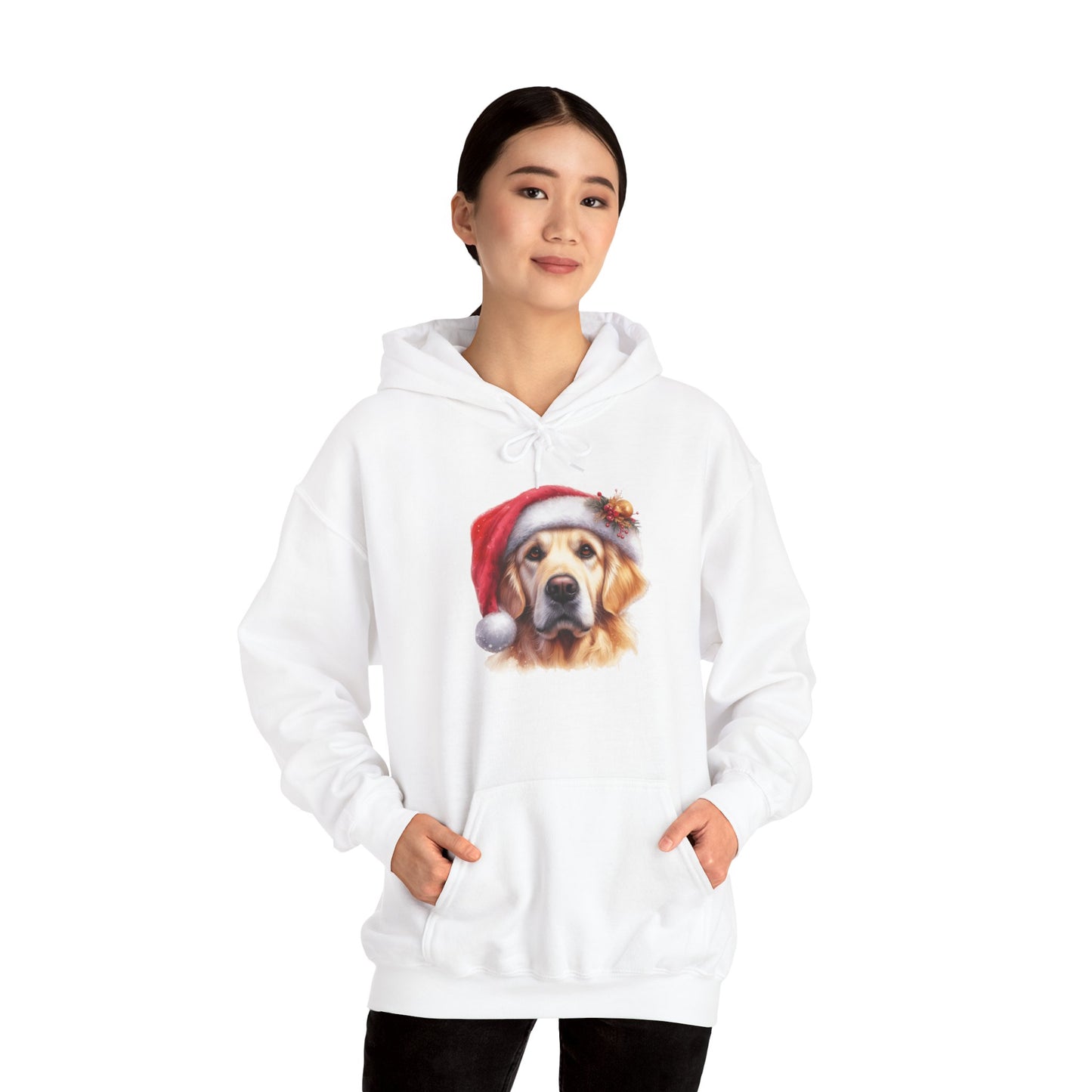 Christmas Golden Retriever Hoodie – Cute Dog in Santa Hat Holiday Sweatshirt
