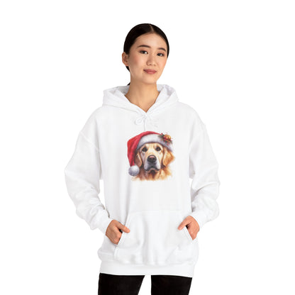 Christmas Golden Retriever Hoodie – Cute Dog in Santa Hat Holiday Sweatshirt