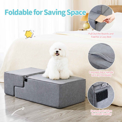 Dog Steps for High Beds - 4-Step Foam Pet Stairs - Purrfect Pet Haven