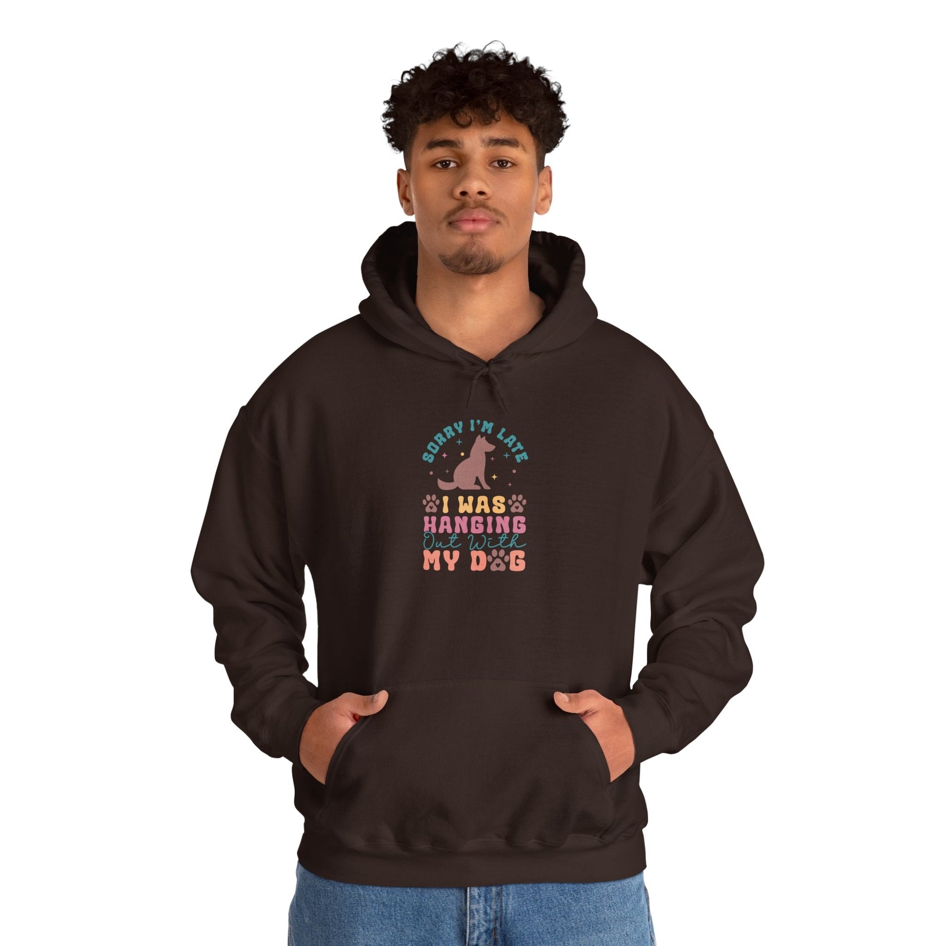 Funny Dog Lover Sweatshirt - "Sorry I'm Late, I Was Hanging Out With My Dog" - Unisex Heavy Blend™ Hoodie | Purrfect Pet Haven