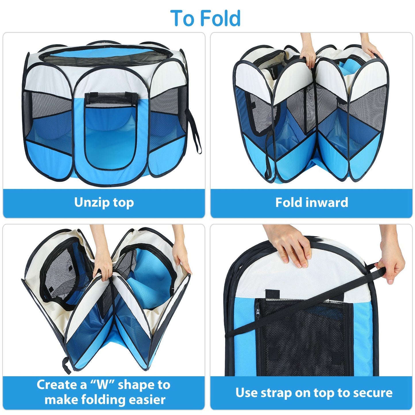 Portable Foldable Pet Tent - 8-Panel Exercise Pen with Dual Zippers