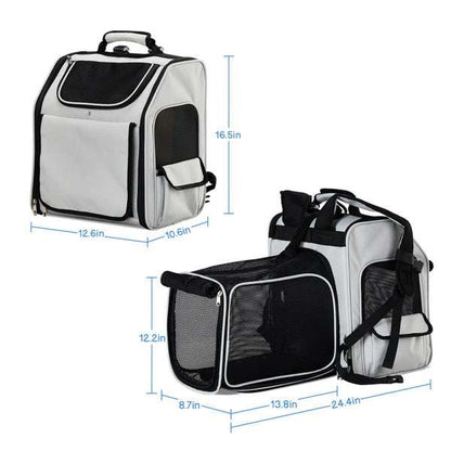 Pet Carrier Backpack - Expandable Travel Bag With Rear Extension
