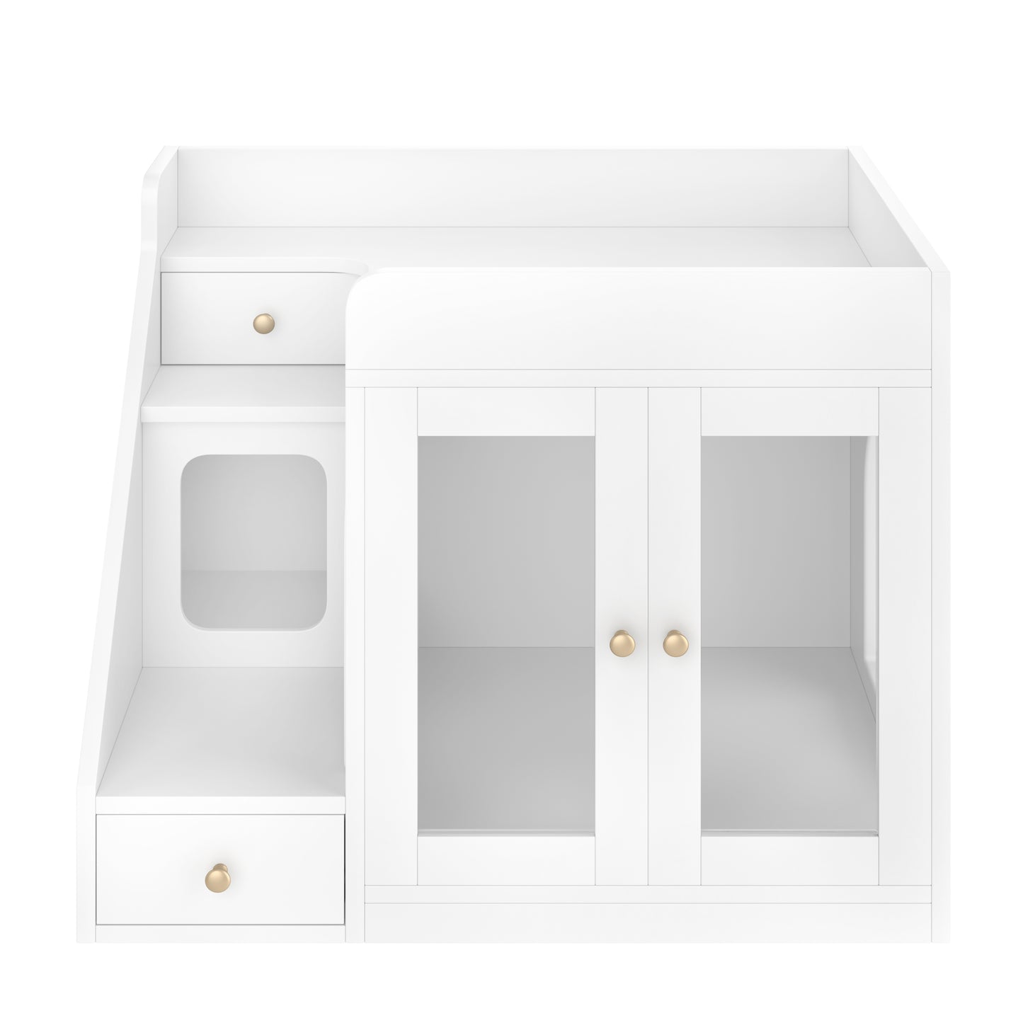 Cat Litter Box Enclosure with Light - Furniture with 2 Storage Drawers