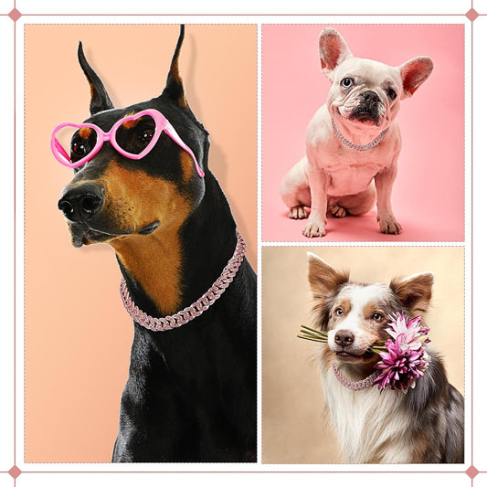 Dog & Cat Metal Chain Crystal Collar Necklace Pet Jewelry - Accessories For Small Medium Large Dogs & Cats