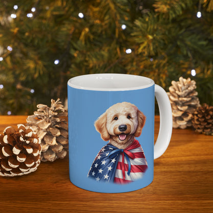 Patriotic Goldendoodle Dog Ceramic Mug - 11oz & 15oz
