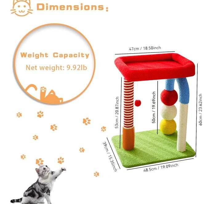 Cat Tree with Built-in Bed - Multi-Function Sisal Scratcher - Purrfect Pet Haven