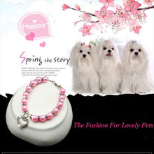 Pearl Necklace Pet Collar with Heart Decoration