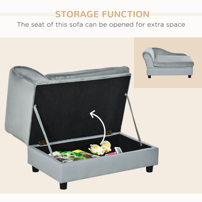 Pet Sofa Couch with Hidden Storage - Tufted Foam Cushion