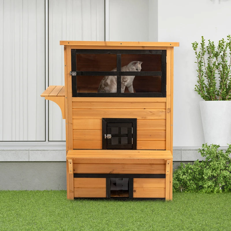 Outdoor Cat House - 3-Tier Shelter with 5 Escape Doors - Purrfect Pet Haven