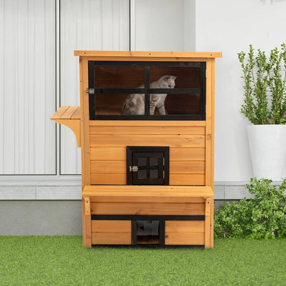 Outdoor Cat House - 3-Tier Shelter with 5 Escape Doors - Purrfect Pet Haven