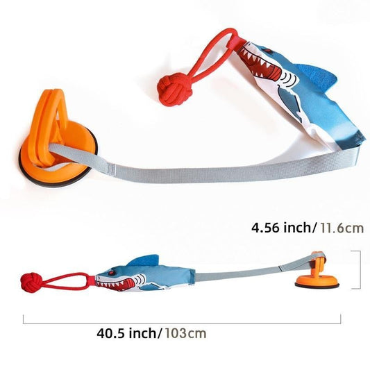 Shark Shaped Interactive Twine Rope Ball Dog Pet Chew Squeaky Toy With Suction Cup