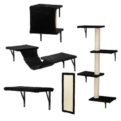 5 Pcs Wall Mounted Cat Climber Set  Floating Cat Shelves And Perches  Cat Activity Tree With Scratching Posts  Modern Cat Furniture