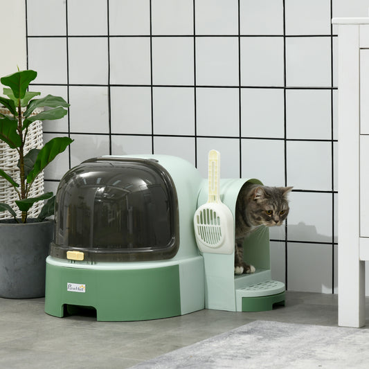 Cat Litter Box Space Capsule - Enclosed Pod with Scoop