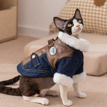 Retro Rebel Jacket - Denim Pet Coat with Fur