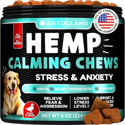 Hemp Calming Chews for Dogs - Anxiety Relief 120 Treats - Purrfect Pet Haven