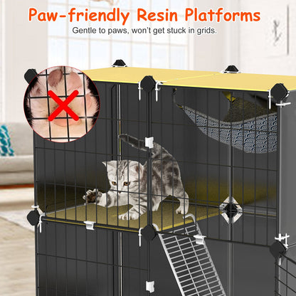 3 Tier Cat Cage Indoor With Litter Box Hammock Detachable Metal Wire Cat Kennel Cat House Cat Enclosure With Ladder For 1-2 Kittens - Purrfect Pet Haven
