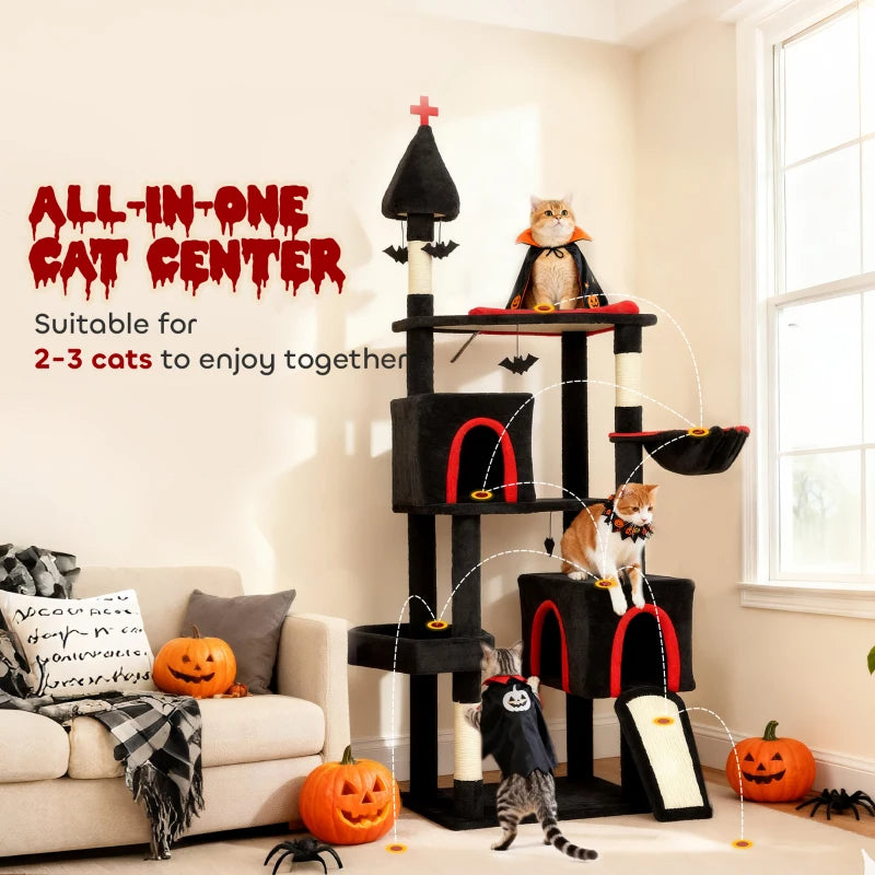 Gothic Cat Tree - Tower With Coffin Bed and 2 Spacious Condos
