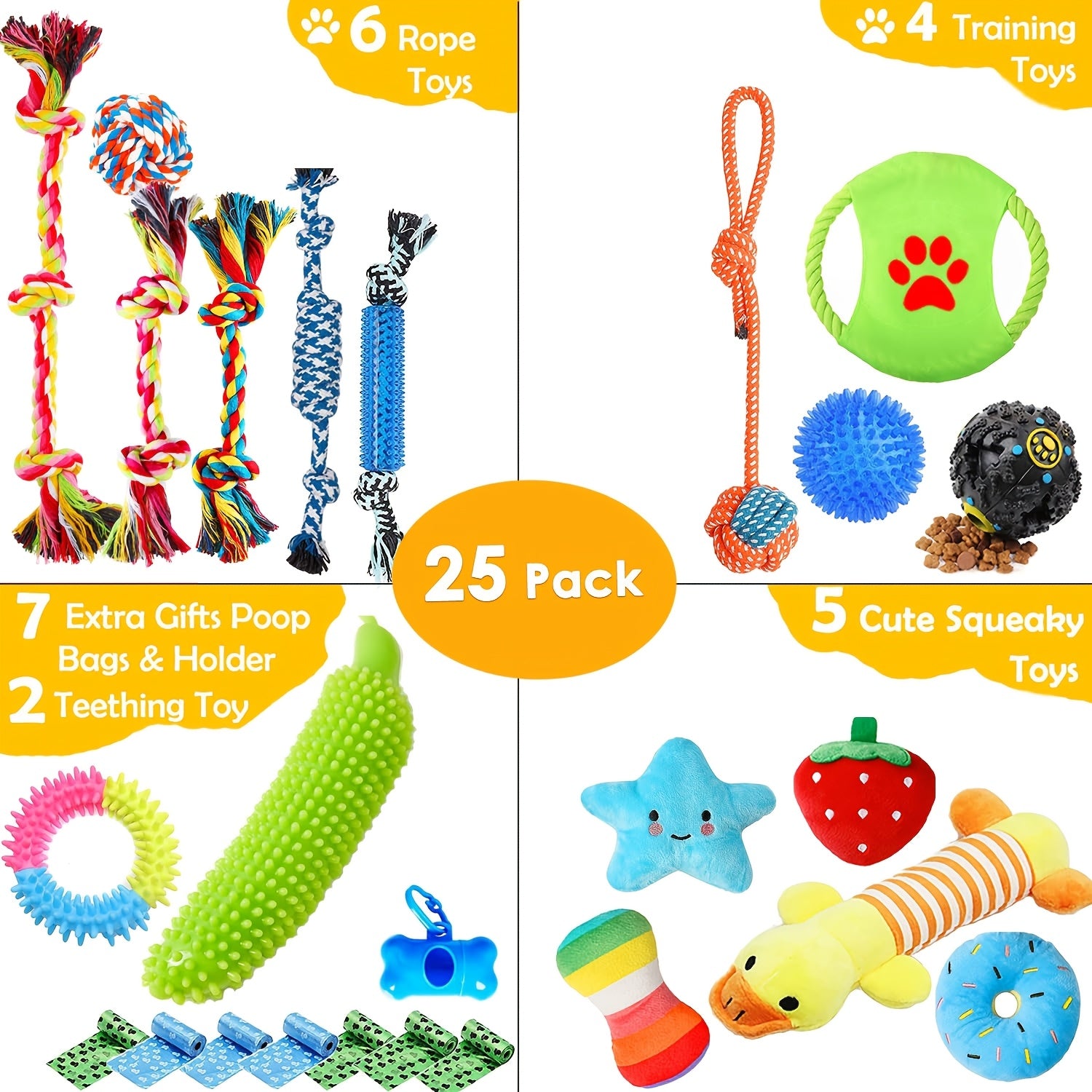 25pcs Set Of Dog Toys | Chew Toys For Dogs - Used For Teeth Cleaning - 0