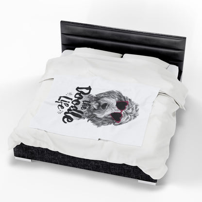 Doodle Life Plush Blanket - Cozy Goldendoodle Lover Gift