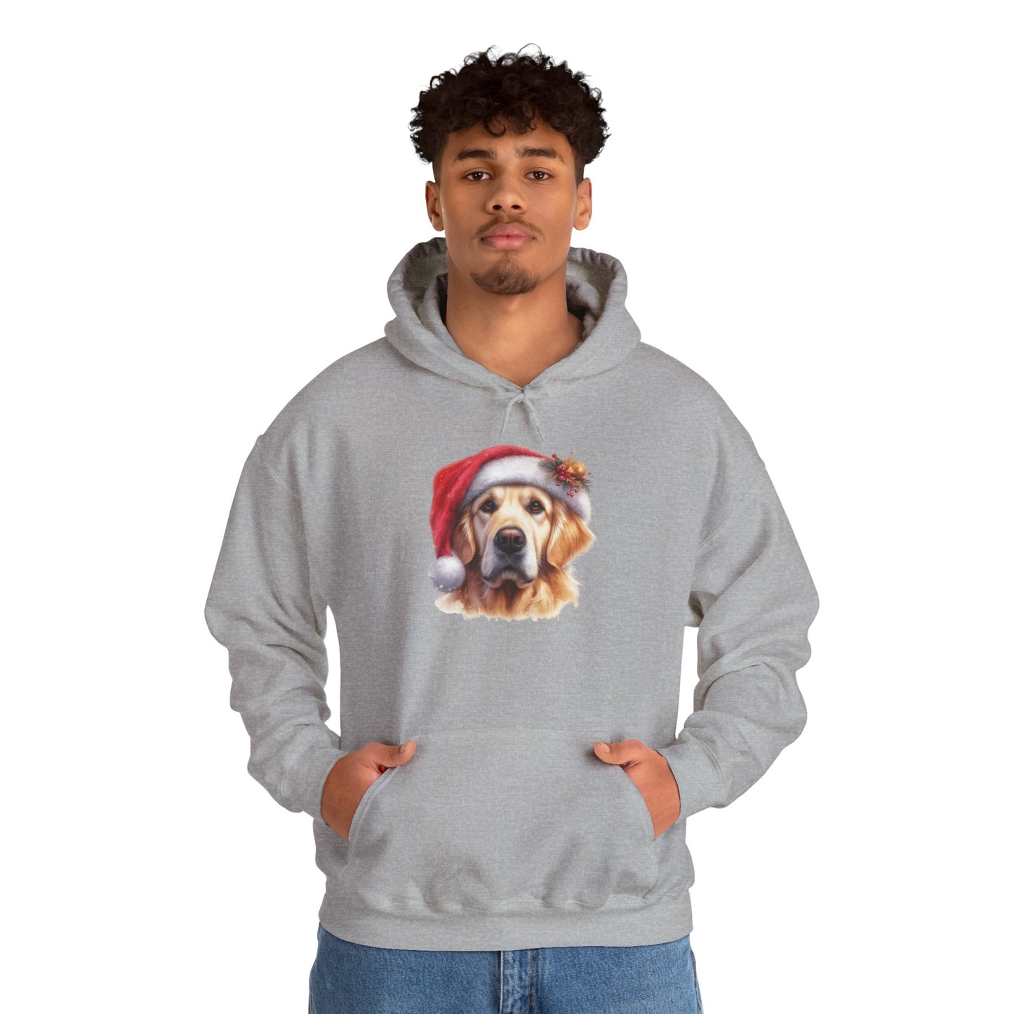 Christmas Golden Retriever Hoodie – Cute Dog in Santa Hat Holiday Sweatshirt