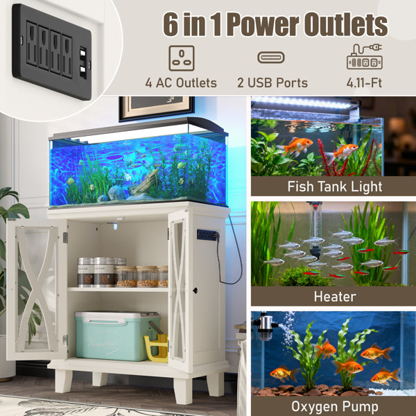 20 Gallon Aquarium Stand with Power Outlets & Storage