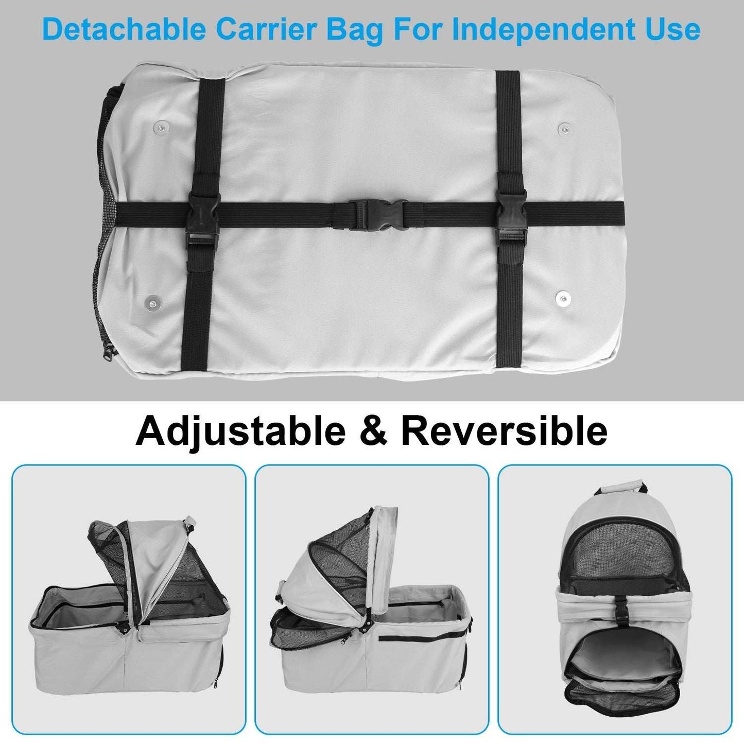 Pet Travel Stroller - Foldable 4-Wheel Carrier With Storage Basket