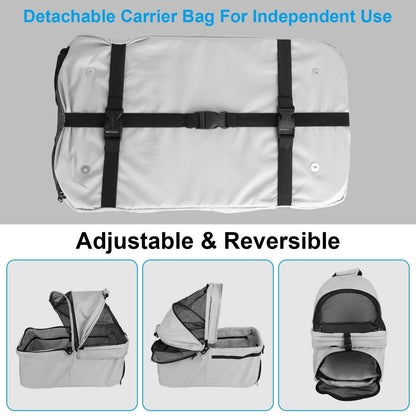 Pet Travel Stroller - Foldable 4-Wheel Carrier With Storage Basket