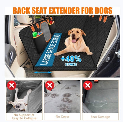Adjustable Hard Bottom Dog Car Seat Backrest with Window & Storage Pockets