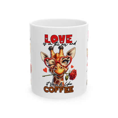 Love & Coffee Ceramic Mug - Cute Giraffe Design, 11oz/15oz | Purrfect Pet Haven