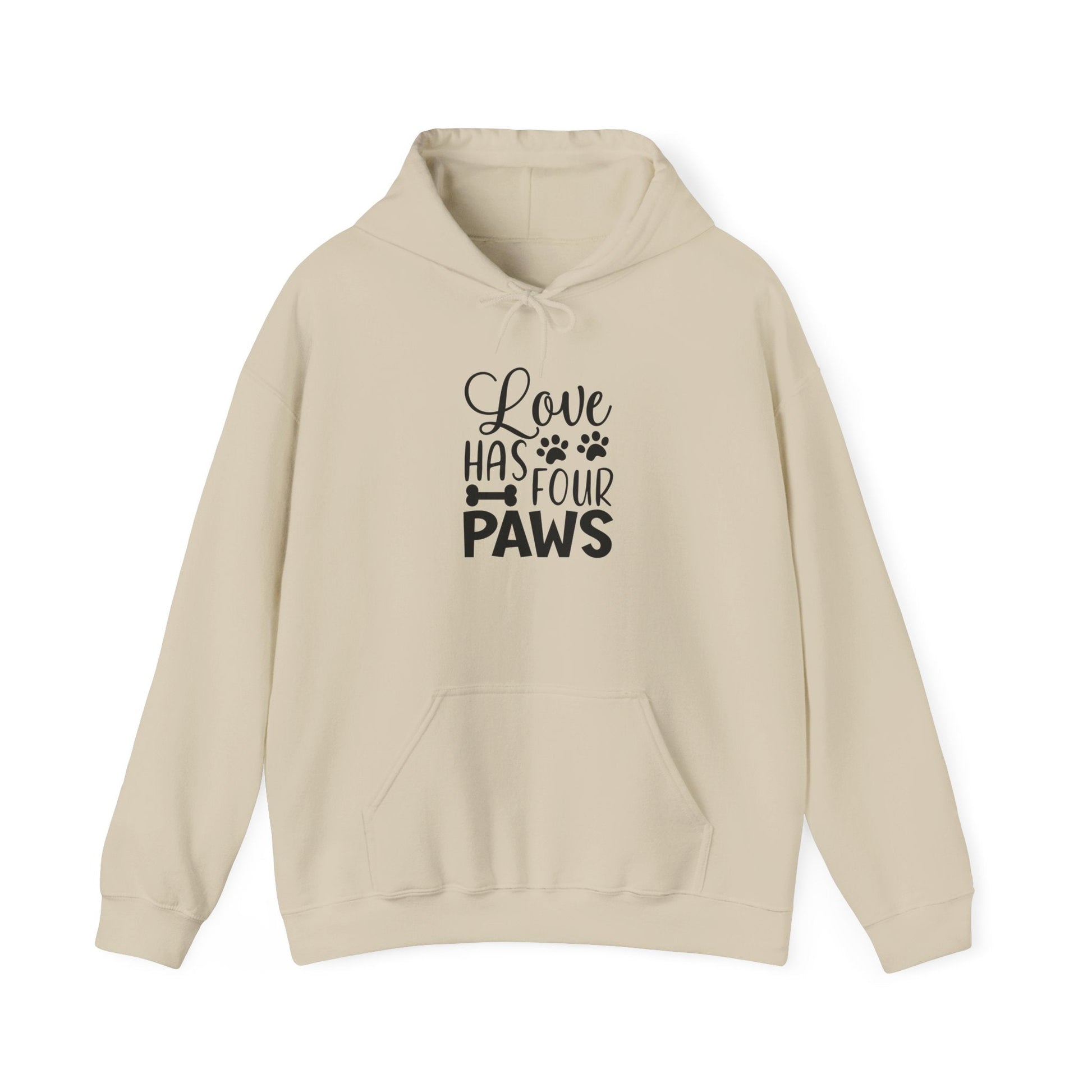 Love Has Four Paws Hoodie – Cozy Unisex Sweatshirt for Pet Lovers | Purrfect Pet Haven
