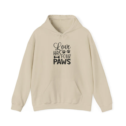 Love Has Four Paws Hoodie – Cozy Unisex Sweatshirt for Pet Lovers | Purrfect Pet Haven