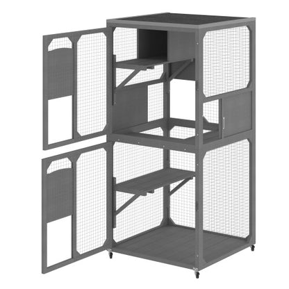 Catio Outdoor Cat Enclosure - 4 Tier Window Access with Wheels