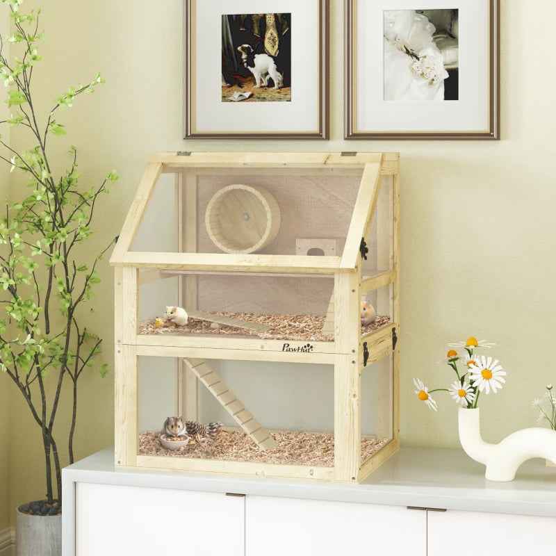 Wooden Hamster Cage - 3 Tier Detachable Bottom